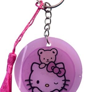 Purple Hello Kitty Keychain with Pink Tassel